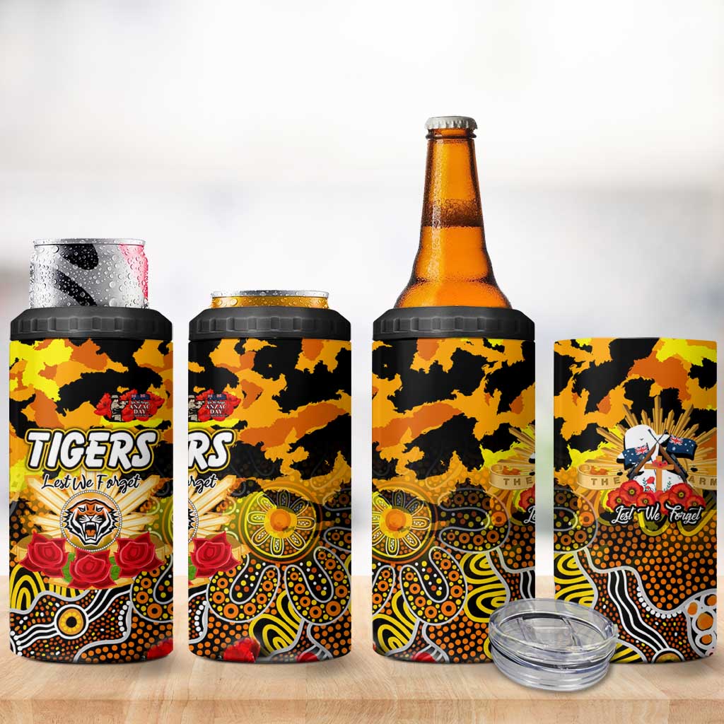 Personalized Tigers ANZAC Day 4 in 1 Can Cooler Tumbler Australian Army - Lest We Forget