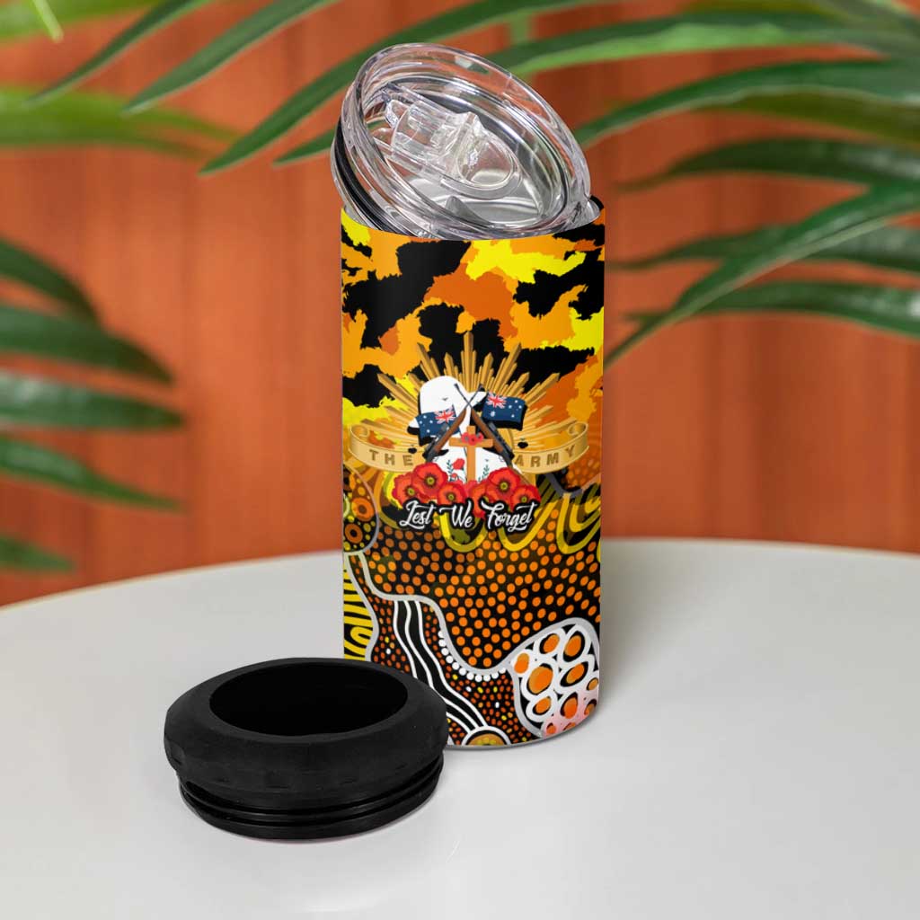 Personalized Tigers ANZAC Day 4 in 1 Can Cooler Tumbler Australian Army - Lest We Forget