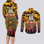 Personalized Tigers ANZAC Day Couples Matching Long Sleeve Bodycon Dress and Long Sleeve Button Shirt Australian Army - Lest We Forget