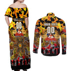 Personalized Tigers ANZAC Day Couples Matching Off Shoulder Maxi Dress and Long Sleeve Button Shirt Australian Army - Lest We Forget