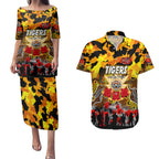 Personalized Tigers ANZAC Day Couples Matching Puletasi and Hawaiian Shirt Australian Army - Lest We Forget