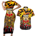 Personalized Tigers ANZAC Day Couples Matching Short Sleeve Bodycon Dress and Hawaiian Shirt Australian Army - Lest We Forget