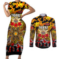 Personalized Tigers ANZAC Day Couples Matching Short Sleeve Bodycon Dress and Long Sleeve Button Shirt Australian Army - Lest We Forget