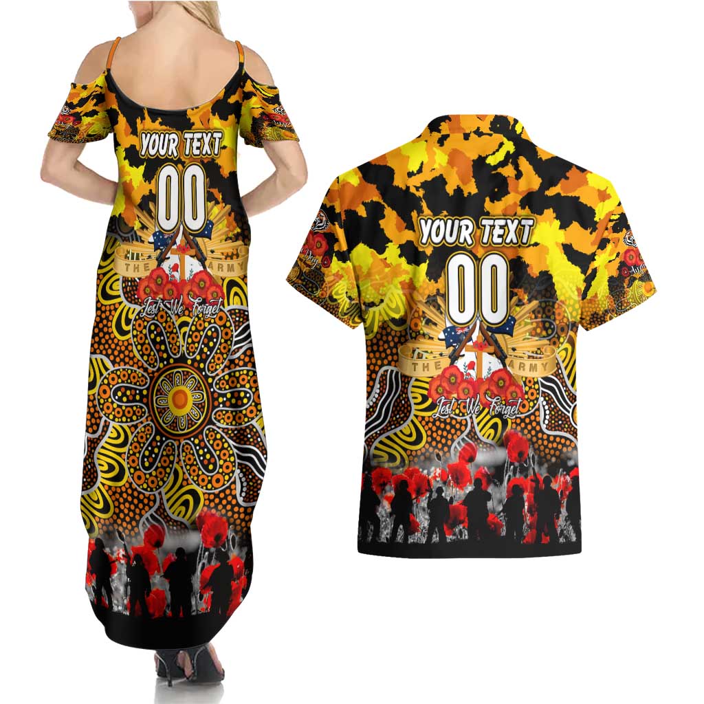 Personalized Tigers ANZAC Day Couples Matching Summer Maxi Dress and Hawaiian Shirt Australian Army - Lest We Forget
