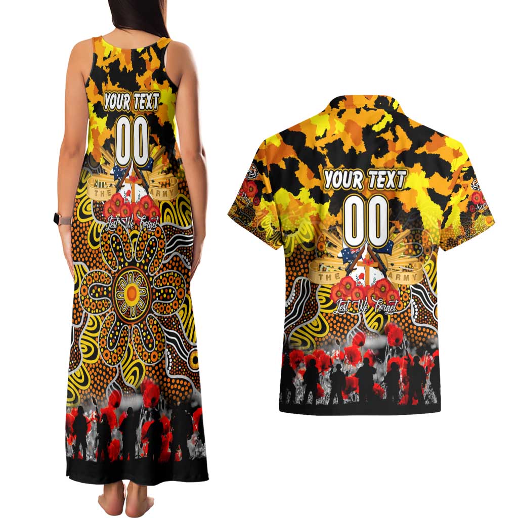 Personalized Tigers ANZAC Day Couples Matching Tank Maxi Dress and Hawaiian Shirt Australian Army - Lest We Forget