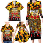 Personalized Tigers ANZAC Day Family Matching Long Sleeve Bodycon Dress and Hawaiian Shirt Australian Army - Lest We Forget