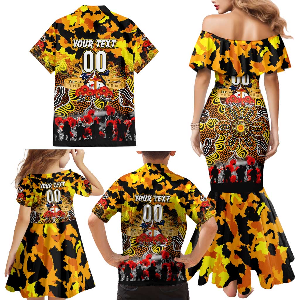 Personalized Tigers ANZAC Day Family Matching Mermaid Dress and Hawaiian Shirt Australian Army - Lest We Forget