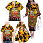 Personalized Tigers ANZAC Day Family Matching Off The Shoulder Long Sleeve Dress and Hawaiian Shirt Australian Army - Lest We Forget