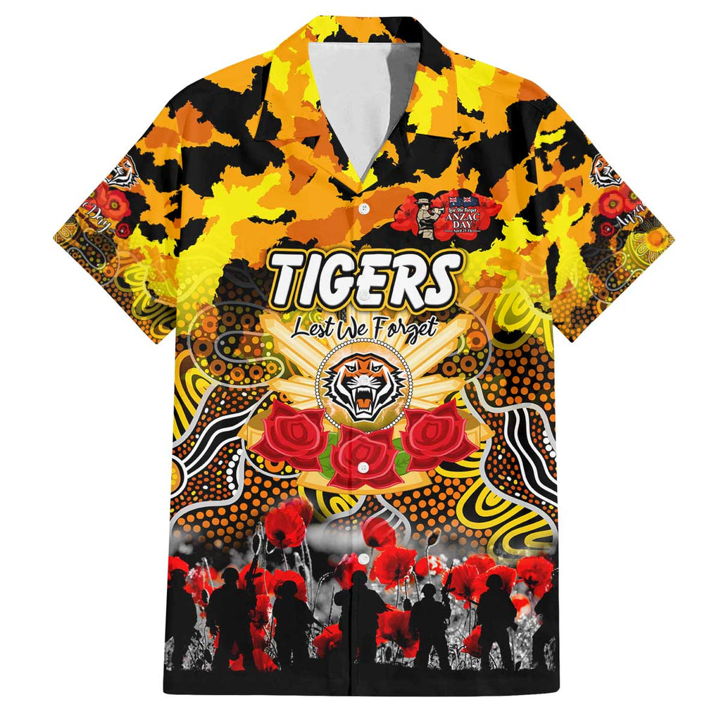 Personalized Tigers ANZAC Day Family Matching Off The Shoulder Long Sleeve Dress and Hawaiian Shirt Australian Army - Lest We Forget