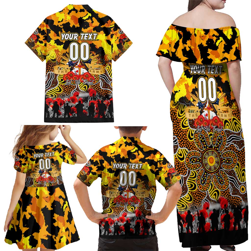 Personalized Tigers ANZAC Day Family Matching Off Shoulder Maxi Dress and Hawaiian Shirt Australian Army - Lest We Forget