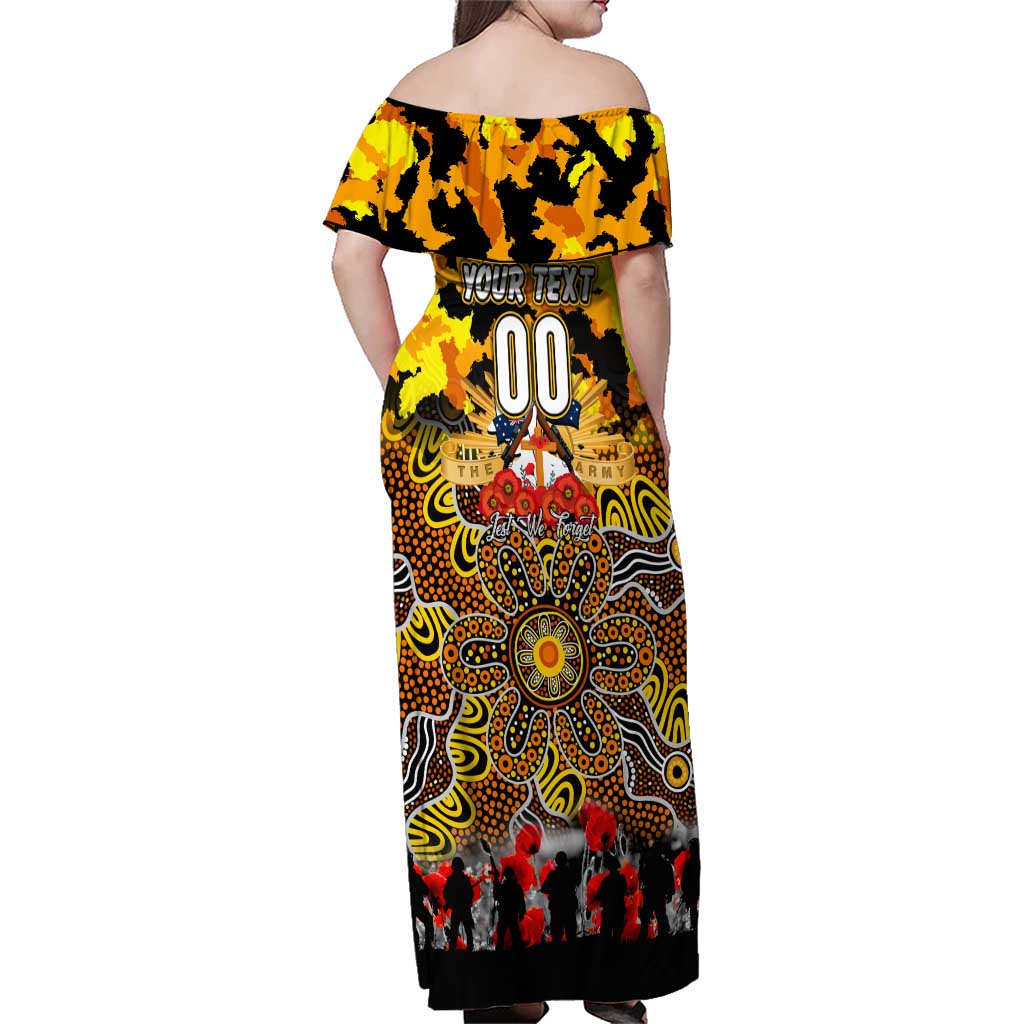 Personalized Tigers ANZAC Day Family Matching Off Shoulder Maxi Dress and Hawaiian Shirt Australian Army - Lest We Forget