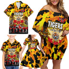 Personalized Tigers ANZAC Day Family Matching Off Shoulder Short Dress and Hawaiian Shirt Australian Army - Lest We Forget