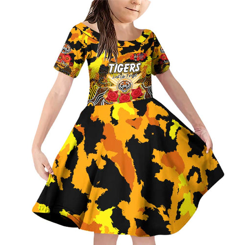 Personalized Tigers ANZAC Day Family Matching Off Shoulder Short Dress and Hawaiian Shirt Australian Army - Lest We Forget