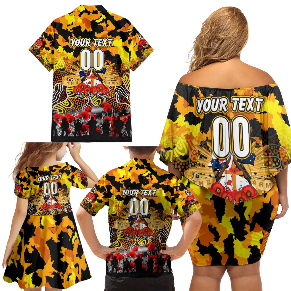 Personalized Tigers ANZAC Day Family Matching Off Shoulder Short Dress and Hawaiian Shirt Australian Army - Lest We Forget