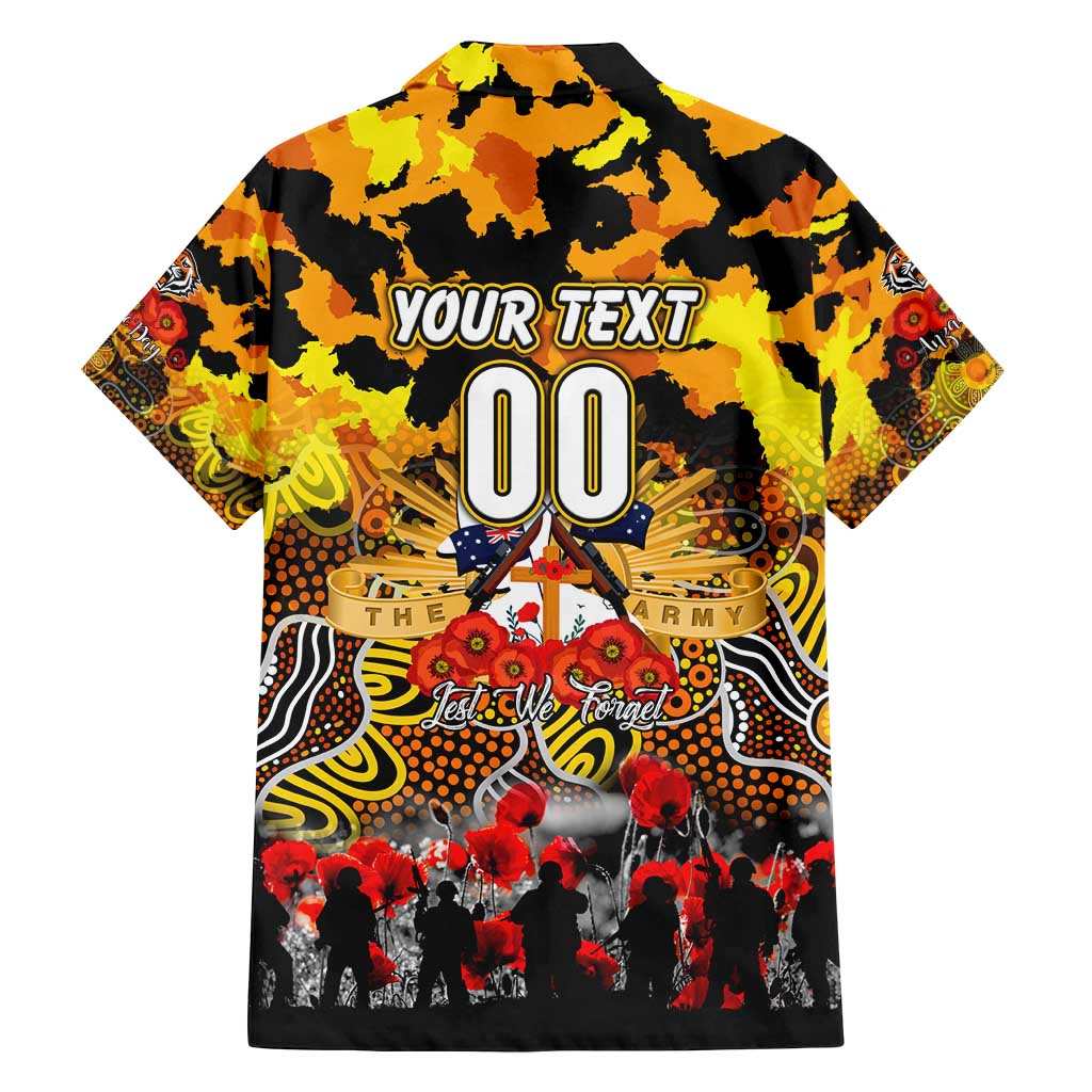 Personalized Tigers ANZAC Day Family Matching Off Shoulder Short Dress and Hawaiian Shirt Australian Army - Lest We Forget