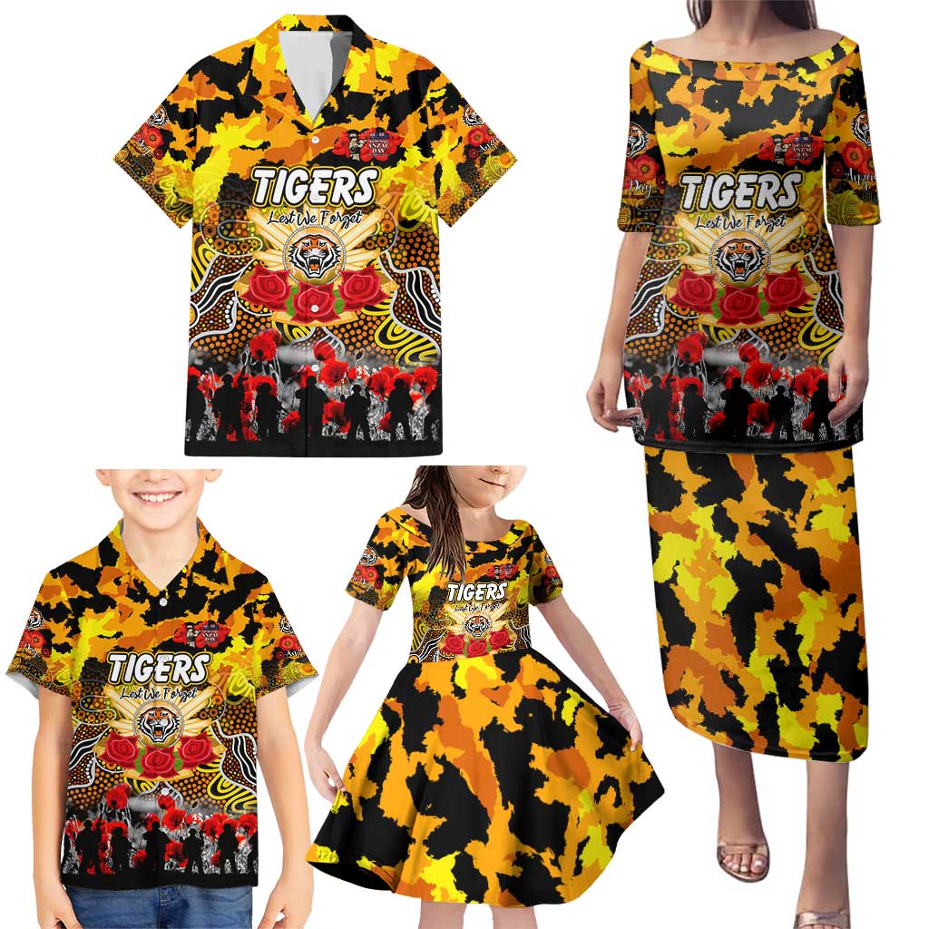 Personalized Tigers ANZAC Day Family Matching Puletasi and Hawaiian Shirt Australian Army - Lest We Forget