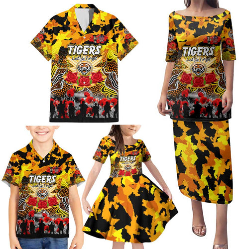 Personalized Tigers ANZAC Day Family Matching Puletasi and Hawaiian Shirt Australian Army - Lest We Forget