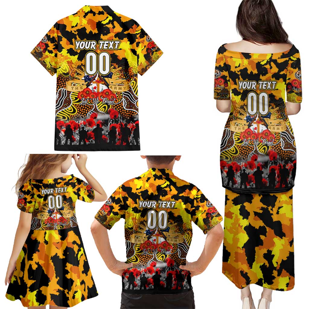 Personalized Tigers ANZAC Day Family Matching Puletasi and Hawaiian Shirt Australian Army - Lest We Forget