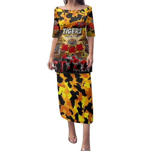 Personalized Tigers ANZAC Day Family Matching Puletasi and Hawaiian Shirt Australian Army - Lest We Forget