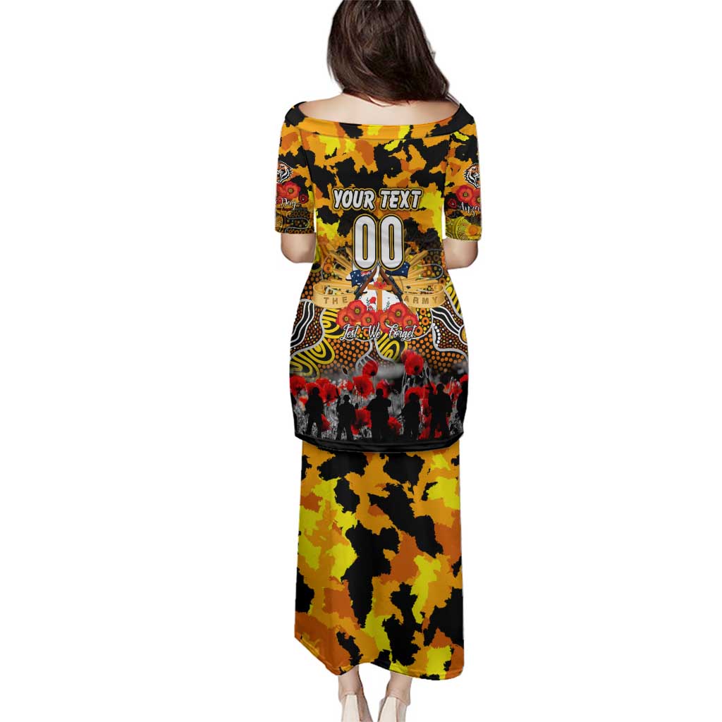 Personalized Tigers ANZAC Day Family Matching Puletasi and Hawaiian Shirt Australian Army - Lest We Forget