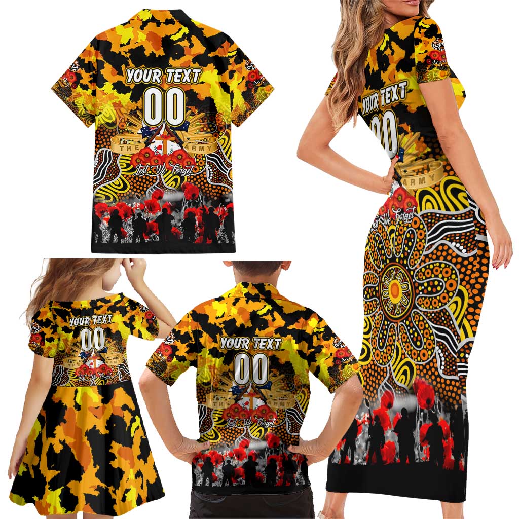 Personalized Tigers ANZAC Day Family Matching Short Sleeve Bodycon Dress and Hawaiian Shirt Australian Army - Lest We Forget