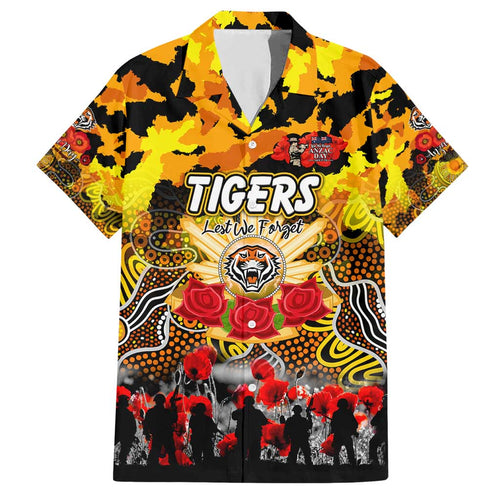 Personalized Tigers ANZAC Day Family Matching Short Sleeve Bodycon Dress and Hawaiian Shirt Australian Army - Lest We Forget