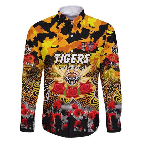 Personalized Tigers ANZAC Day Family Matching Short Sleeve Bodycon Dress and Hawaiian Shirt Australian Army - Lest We Forget
