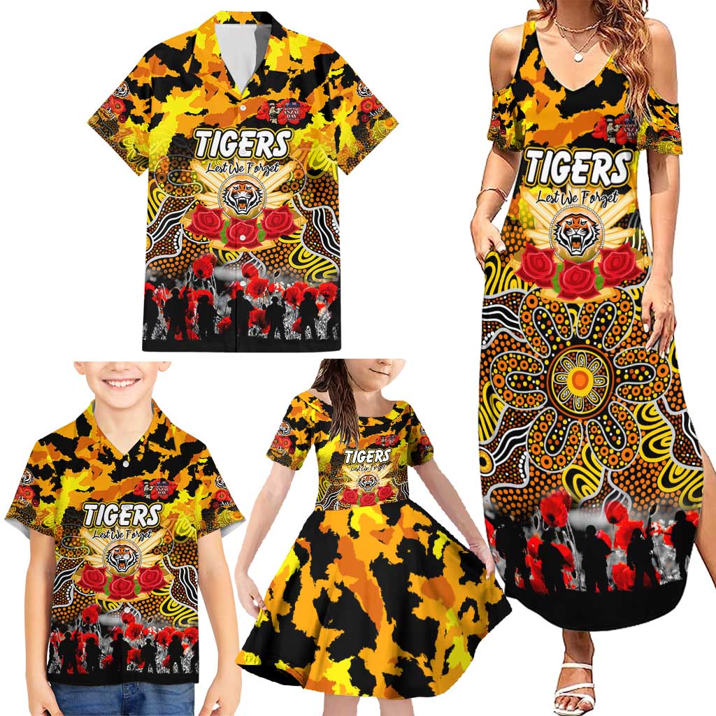Personalized Tigers ANZAC Day Family Matching Summer Maxi Dress and Hawaiian Shirt Australian Army - Lest We Forget