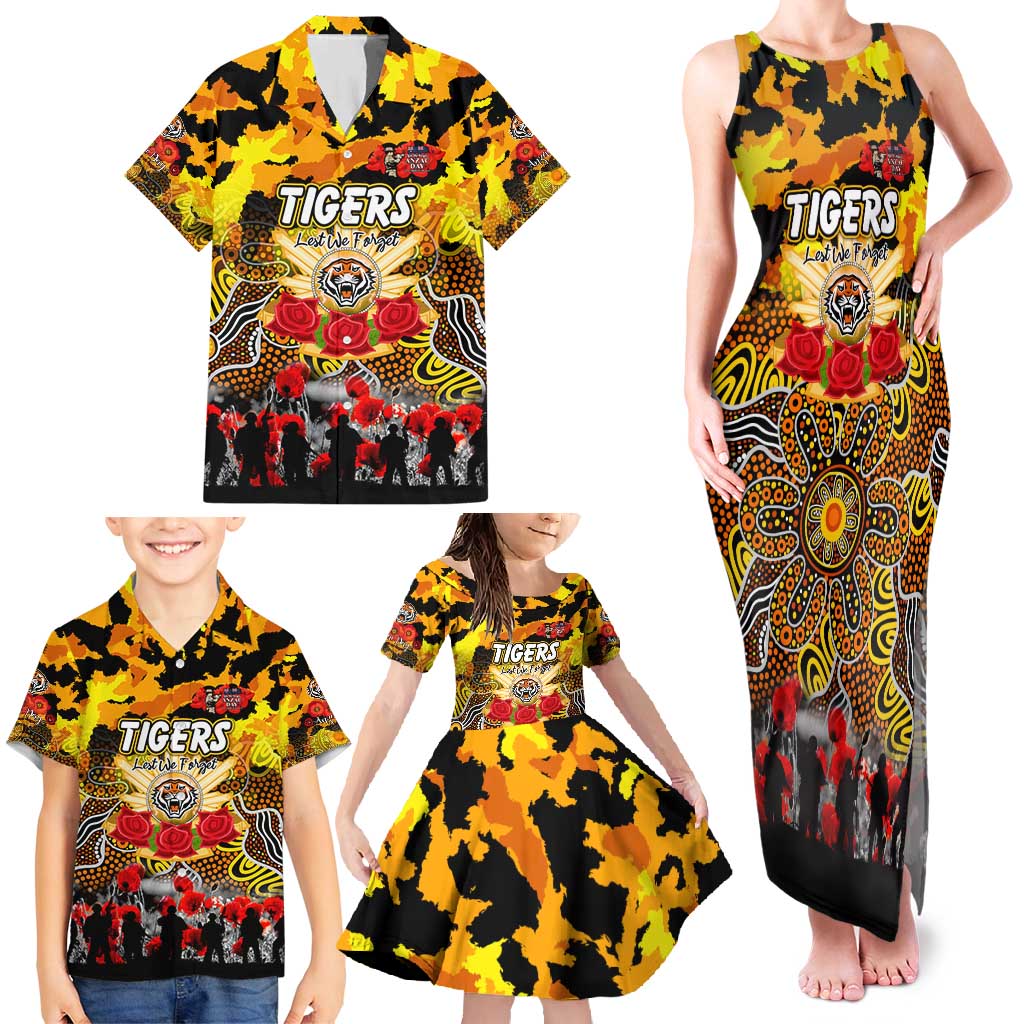 Personalized Tigers ANZAC Day Family Matching Tank Maxi Dress and Hawaiian Shirt Australian Army - Lest We Forget