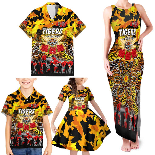 Personalized Tigers ANZAC Day Family Matching Tank Maxi Dress and Hawaiian Shirt Australian Army - Lest We Forget