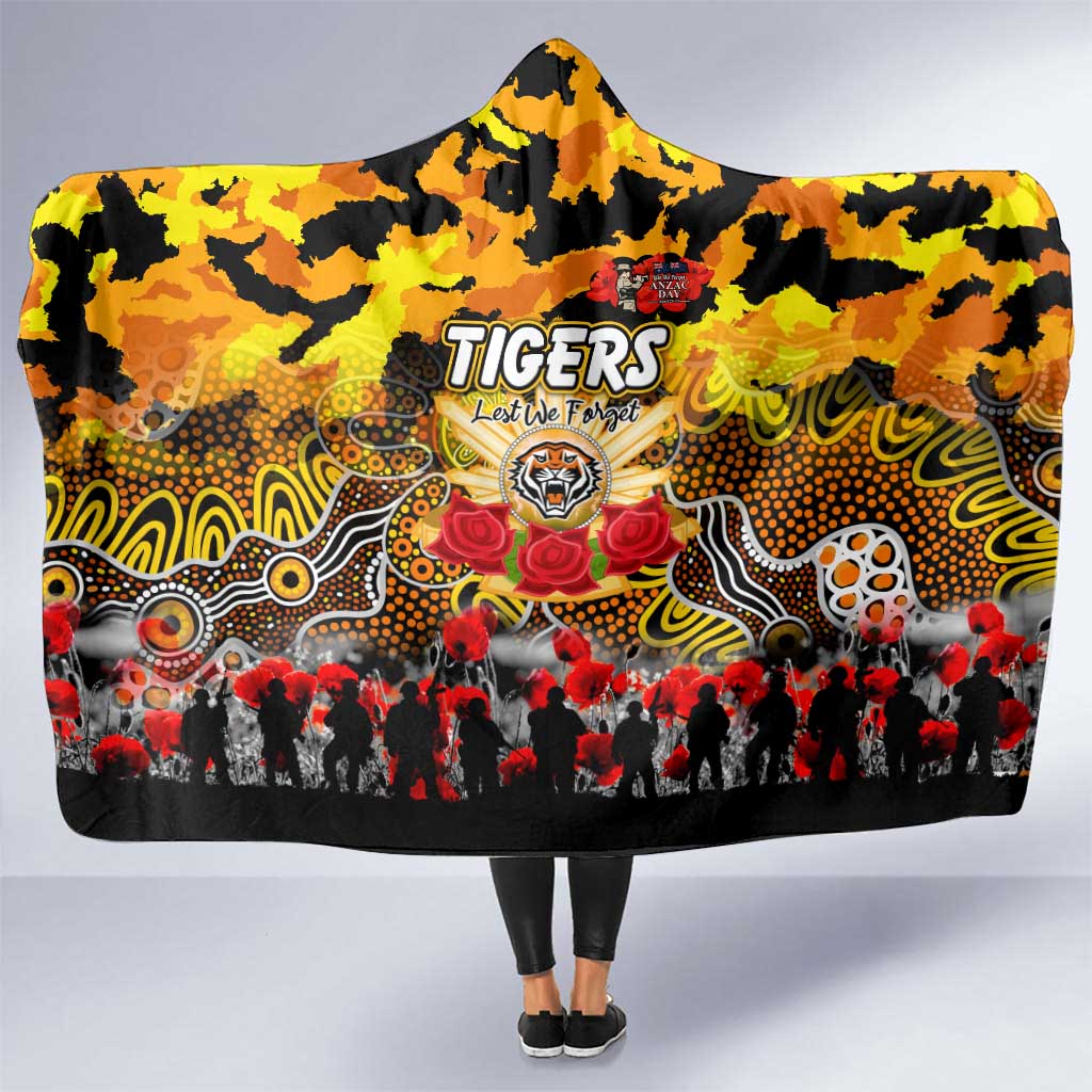 Tigers ANZAC Day Hooded Blanket Australian Army - Lest We Forget