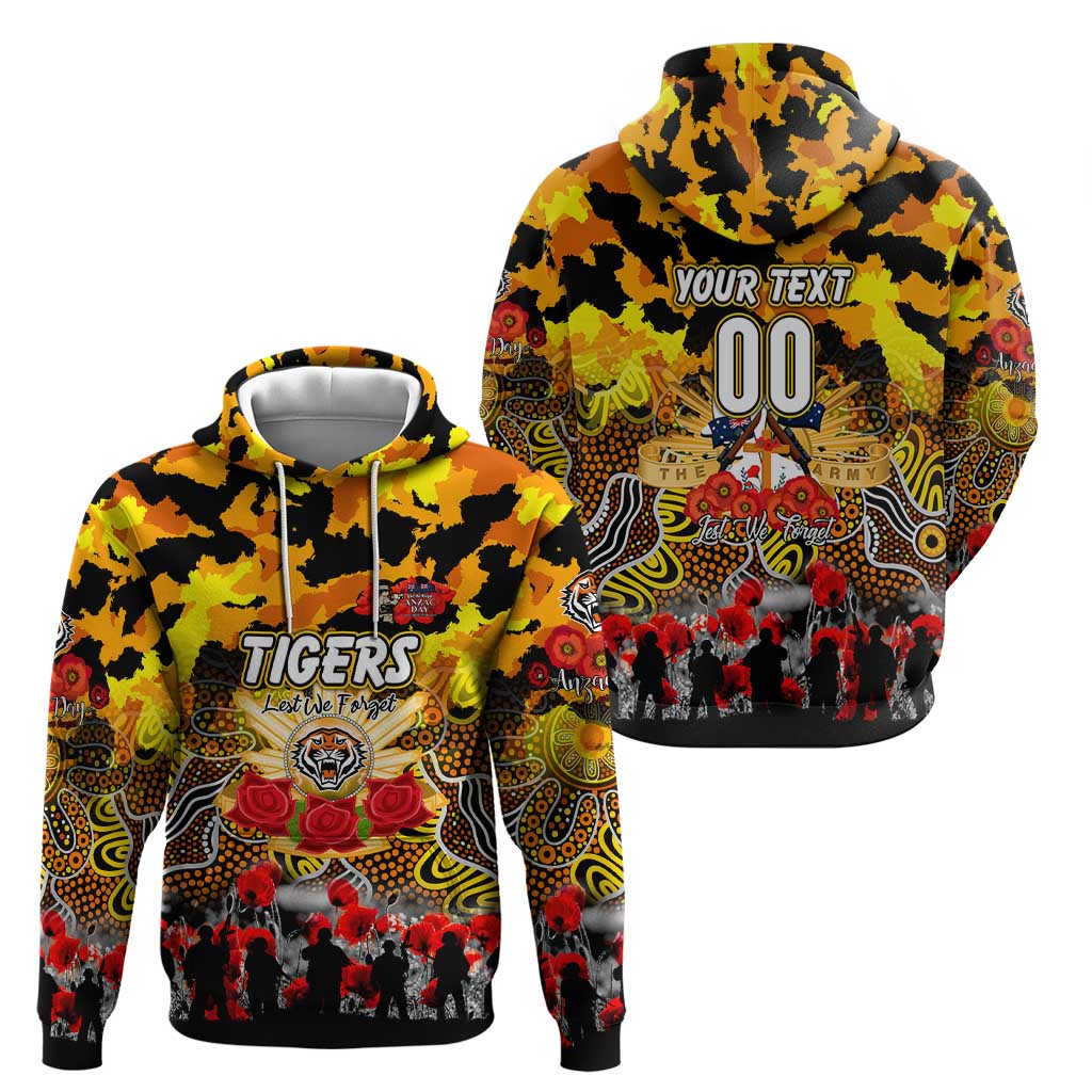 Personalized Tigers ANZAC Day Hoodie Australian Army - Lest We Forget