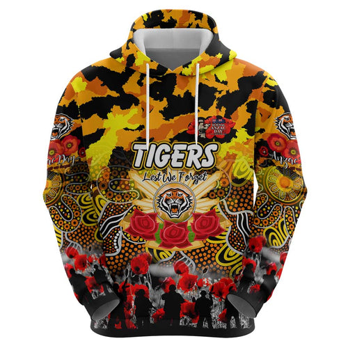 Personalized Tigers ANZAC Day Hoodie Australian Army - Lest We Forget
