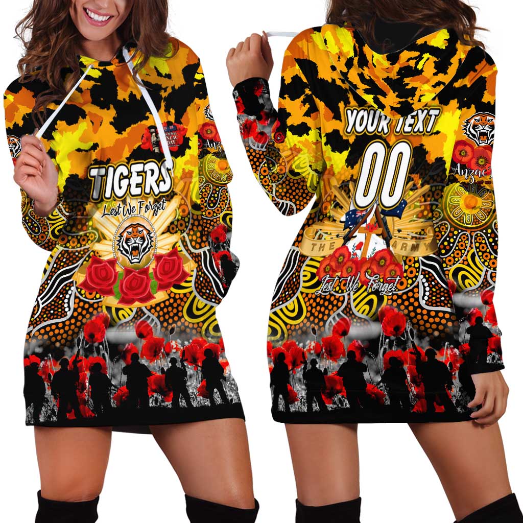 Personalized Tigers ANZAC Day Hoodie Dress Australian Army - Lest We Forget