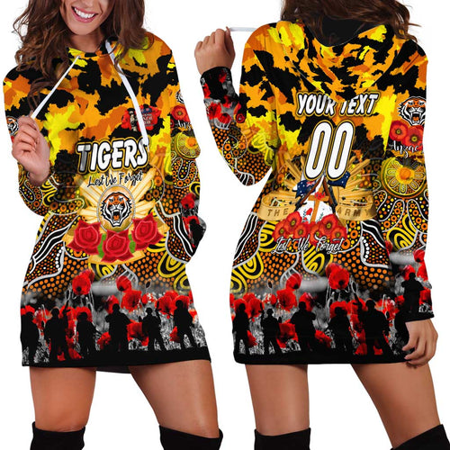 Personalized Tigers ANZAC Day Hoodie Dress Australian Army - Lest We Forget