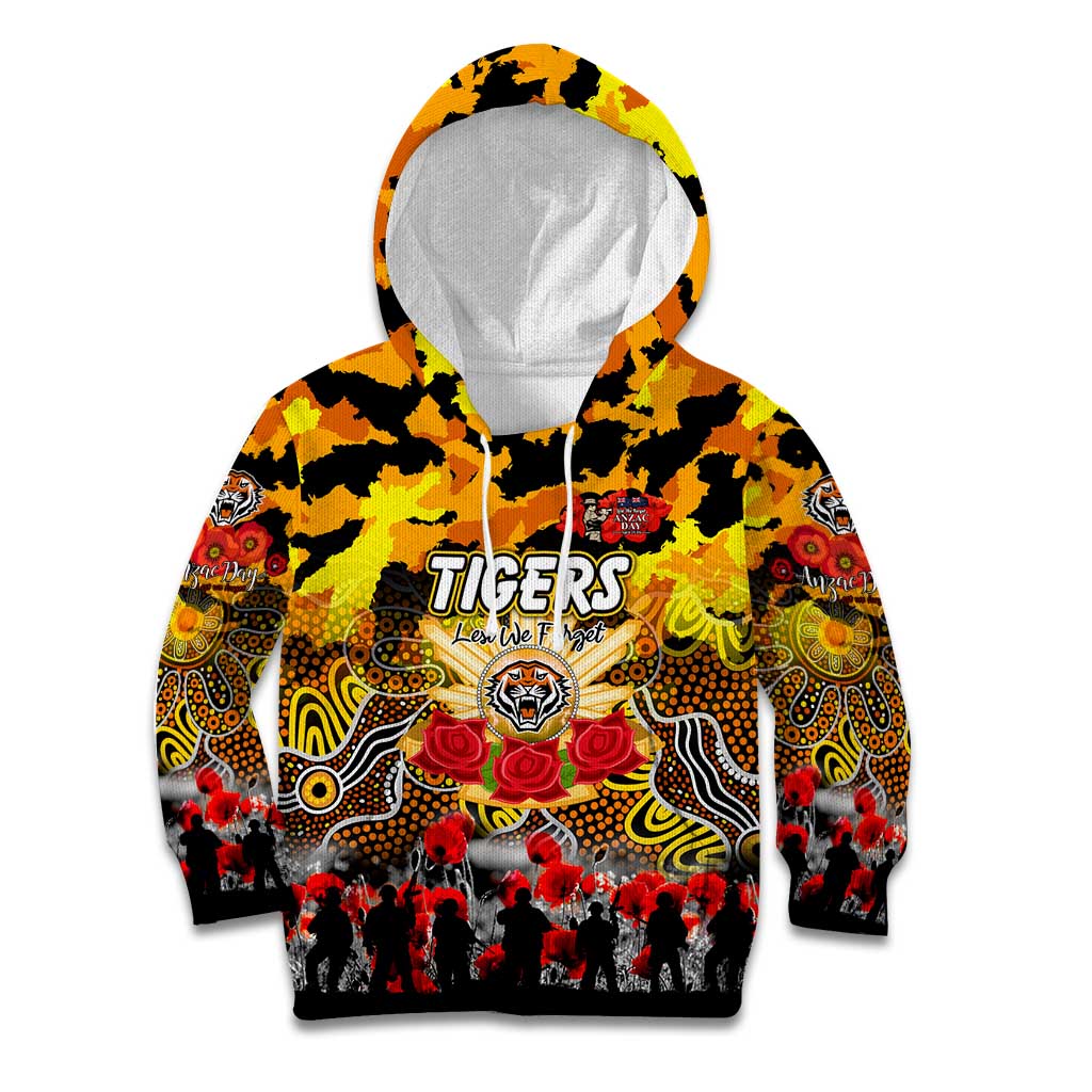 Personalized Tigers ANZAC Day Kid Hoodie Australian Army - Lest We Forget