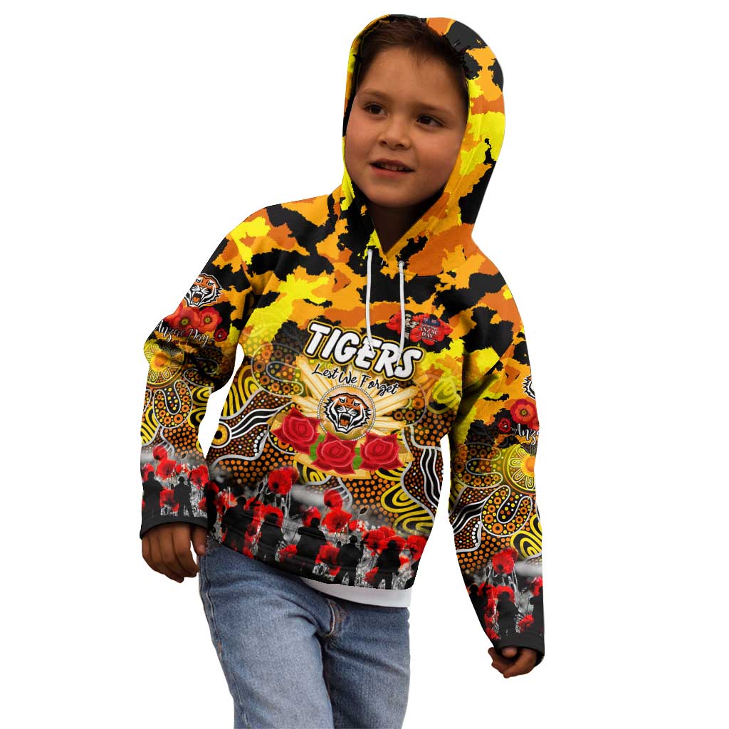 Personalized Tigers ANZAC Day Kid Hoodie Australian Army - Lest We Forget
