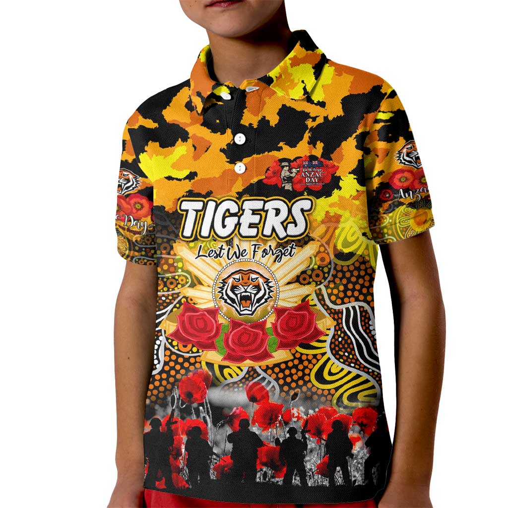 Personalized Tigers ANZAC Day Kid Polo Shirt Australian Army - Lest We Forget