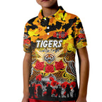 Personalized Tigers ANZAC Day Kid Polo Shirt Australian Army - Lest We Forget