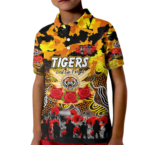 Personalized Tigers ANZAC Day Kid Polo Shirt Australian Army - Lest We Forget