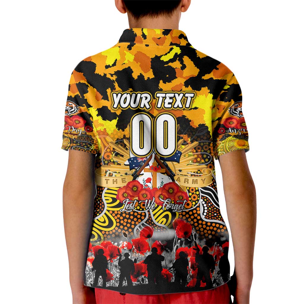Personalized Tigers ANZAC Day Kid Polo Shirt Australian Army - Lest We Forget
