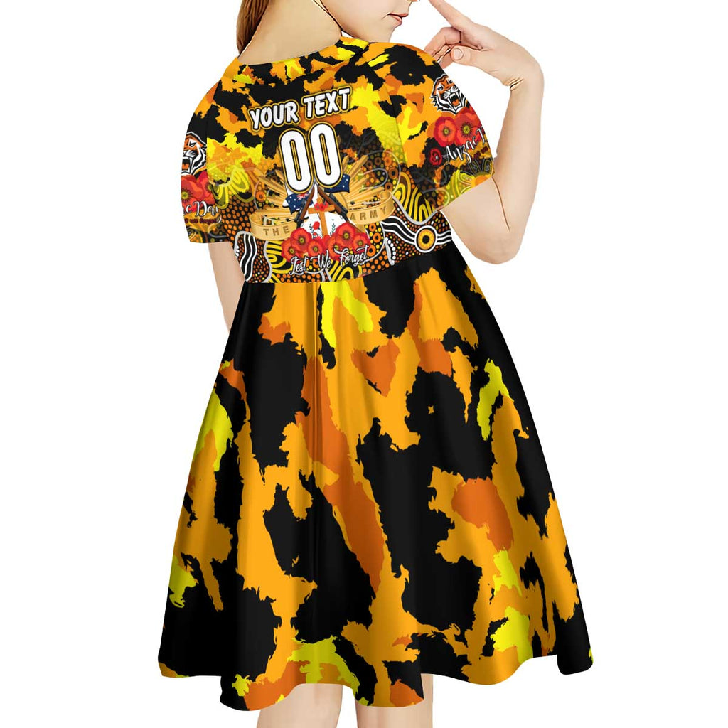 Personalized Tigers ANZAC Day Kid Short Sleeve Dress Australian Army - Lest We Forget