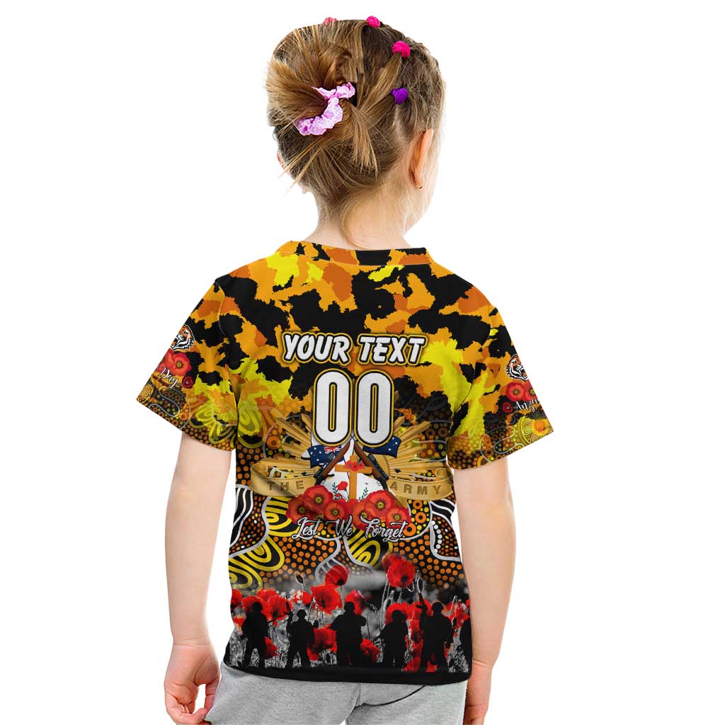 Personalized Tigers ANZAC Day Kid T Shirt Australian Army - Lest We Forget