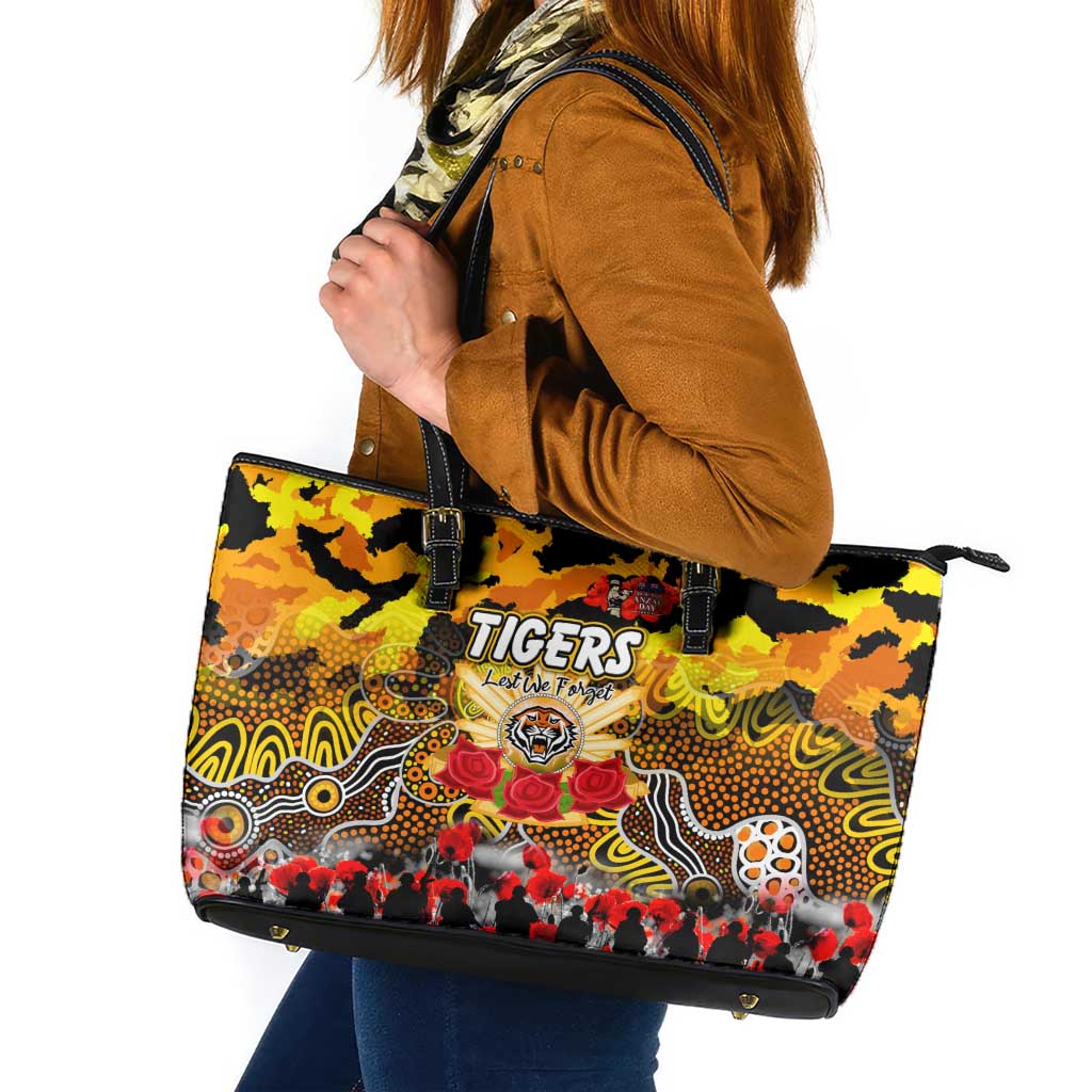 Tigers ANZAC Day Leather Tote Bag Australian Army - Lest We Forget