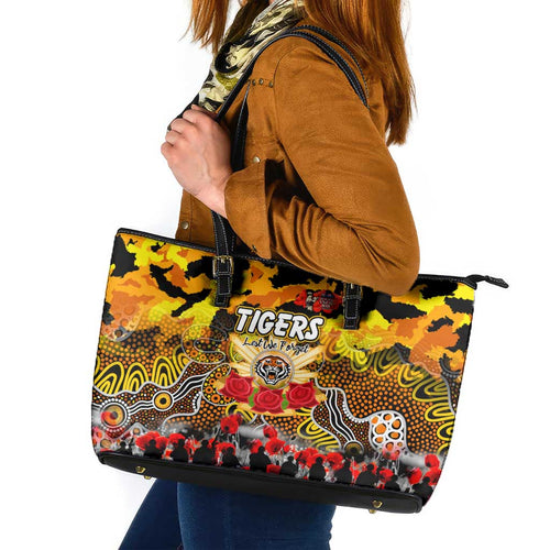 Tigers ANZAC Day Leather Tote Bag Australian Army - Lest We Forget