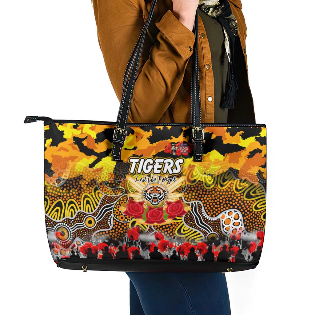 Tigers ANZAC Day Leather Tote Bag Australian Army - Lest We Forget