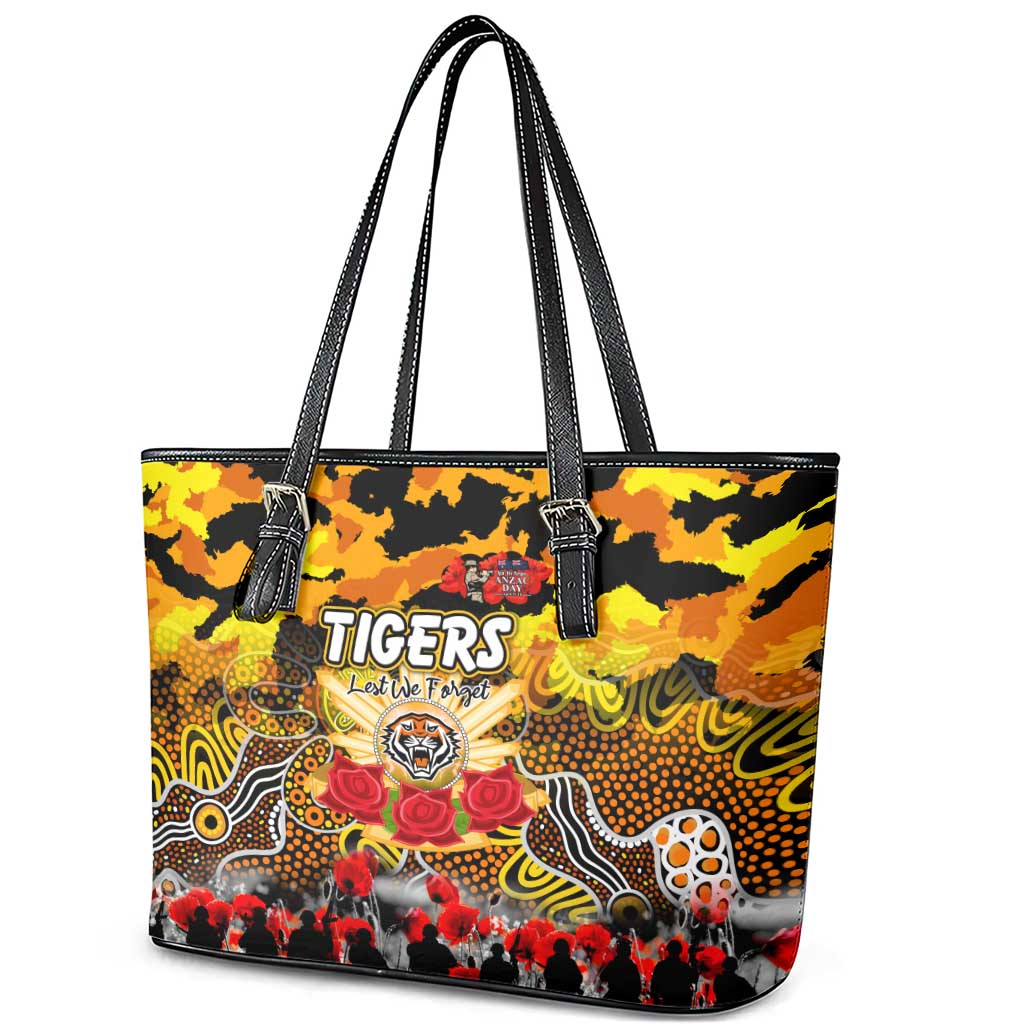 Tigers ANZAC Day Leather Tote Bag Australian Army - Lest We Forget