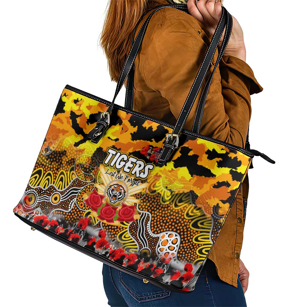 Tigers ANZAC Day Leather Tote Bag Australian Army - Lest We Forget