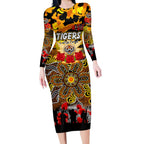 Personalized Tigers ANZAC Day Long Sleeve Bodycon Dress Australian Army - Lest We Forget