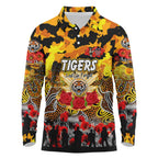 Personalized Tigers ANZAC Day Long Sleeve Polo Shirt Australian Army - Lest We Forget